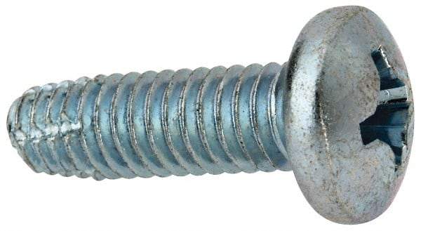 Value Collection - 5/16-18 UNC Thread, 1" Length Under Head, #4 Phillips Drive Steel Thread Cutting Screw - Pan Head, Grade 1016-1024, Point Type F, Zinc-Plated Finish - Benchmark Tooling