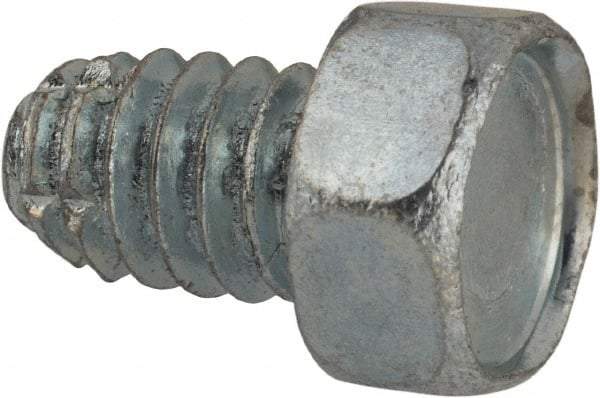 Value Collection - 1/4-20 UNC Thread, 3/8" Length Under Head, Hex Drive Steel Thread Cutting Screw - Hex Head, Grade 1016-1024, Point Type F, Zinc-Plated Finish - Benchmark Tooling