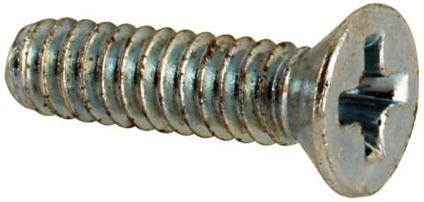 Value Collection - #3-48 UNC, 3/8" OAL Phillips Drive Machine Screw - Flat Head, Grade J82 Steel, Zinc-Plated Finish, Without Washer - Benchmark Tooling