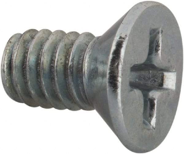 Value Collection - #8-32 UNC, 5/16" OAL Phillips Drive Machine Screw - Flat Head, Grade J82 Steel, Zinc-Plated Finish, Without Washer - Benchmark Tooling