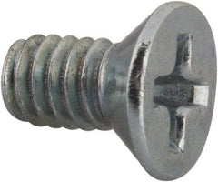 Value Collection - #8-32 UNC, 5/16" OAL Phillips Drive Machine Screw - Flat Head, Grade J82 Steel, Zinc-Plated Finish, Without Washer - Benchmark Tooling