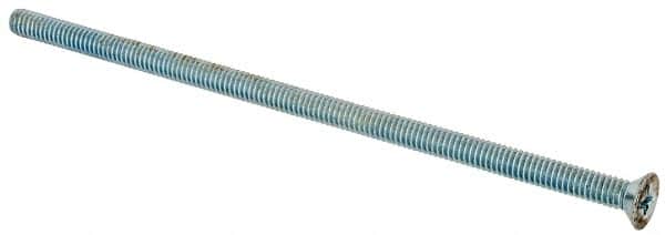 Value Collection - #8-32 UNC, 4" OAL Phillips Drive Machine Screw - Flat Head, Grade J82 Steel, Zinc-Plated Finish, Without Washer - Benchmark Tooling