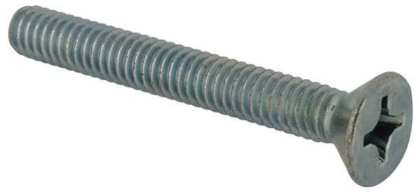 Value Collection - #12-24 UNC, 1-3/4" OAL Phillips Drive Machine Screw - Flat Head, Grade J82 Steel, Zinc-Plated Finish, Without Washer - Benchmark Tooling