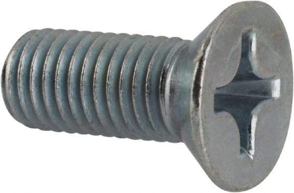 Value Collection - 1/4-28 UNF, 5/8" OAL Phillips Drive Machine Screw - Flat Head, Grade J82 Steel, Zinc-Plated Finish, Without Washer - Benchmark Tooling