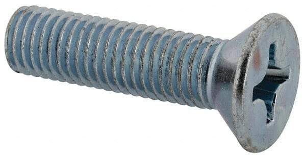 Value Collection - 1/4-28 UNF, 1" OAL Phillips Drive Machine Screw - Flat Head, Grade J82 Steel, Zinc-Plated Finish, Without Washer - Benchmark Tooling