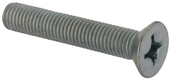 Value Collection - 1/4-28 UNF, 1-1/2" OAL Phillips Drive Machine Screw - Flat Head, Grade J82 Steel, Zinc-Plated Finish, Without Washer - Benchmark Tooling