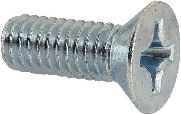 Value Collection - 5/16-18 UNC, 7/8" OAL Phillips Drive Machine Screw - Flat Head, Grade J82 Steel, Zinc-Plated Finish, Without Washer - Benchmark Tooling