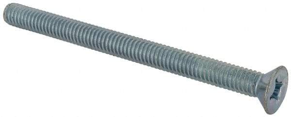 Value Collection - 5/16-18 UNC, 4" OAL Phillips Drive Machine Screw - Flat Head, Grade J82 Steel, Zinc-Plated Finish, Without Washer - Benchmark Tooling