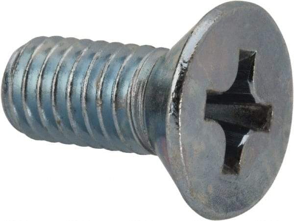 Value Collection - 3/8-16 UNC, 7/8" OAL Phillips Drive Machine Screw - Flat Head, Grade J82 Steel, Zinc-Plated Finish, Without Washer - Benchmark Tooling