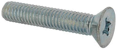 Value Collection - 3/8-16 UNC, 2" OAL Phillips Drive Machine Screw - Flat Head, Grade J82 Steel, Zinc-Plated Finish, Without Washer - Benchmark Tooling