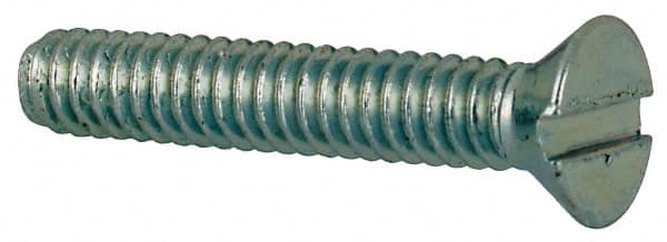 Value Collection - #2-56 UNC, 1/2" OAL Slotted Drive Machine Screw - Flat Head, Grade J82 Steel, Zinc-Plated Finish, Without Washer - Benchmark Tooling