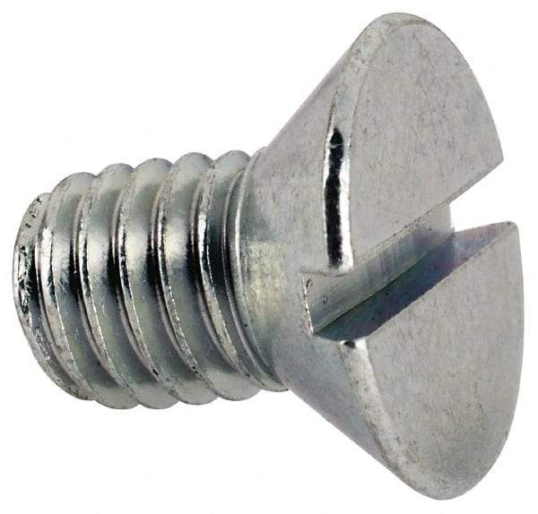 Value Collection - 3/8-16 UNC, 5/8" OAL Slotted Drive Machine Screw - Flat Head, Grade J82 Steel, Zinc-Plated Finish, Without Washer - Benchmark Tooling