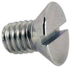 Value Collection - 3/8-16 UNC, 5/8" OAL Slotted Drive Machine Screw - Flat Head, Grade J82 Steel, Zinc-Plated Finish, Without Washer - Benchmark Tooling