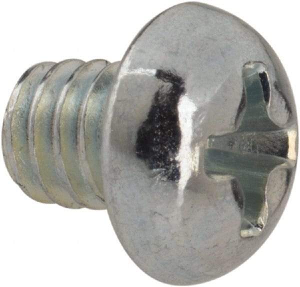 Value Collection - #8-32 UNC, 3/16" Length Under Head Phillips Drive Machine Screw - Round Head, Grade J82 Steel, Zinc-Plated Finish, Without Washer - Benchmark Tooling