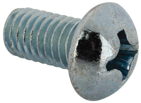 Value Collection - 3/8-16 UNC, 3/4" Length Under Head Phillips Drive Machine Screw - Round Head, Grade J82 Steel, Zinc-Plated Finish, Without Washer - Benchmark Tooling
