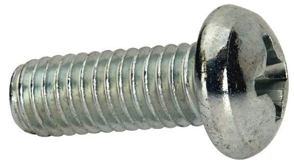 Value Collection - 3/8-16 UNC, 1" Length Under Head Phillips Drive Machine Screw - Round Head, Grade J82 Steel, Zinc-Plated Finish, Without Washer - Benchmark Tooling