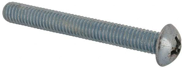 Value Collection - 3/8-16 UNC, 3" Length Under Head Phillips Drive Machine Screw - Round Head, Grade J82 Steel, Zinc-Plated Finish, Without Washer - Benchmark Tooling