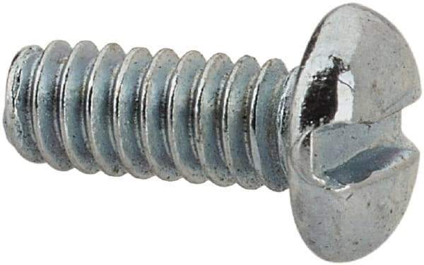 Value Collection - #3-48 UNC, 1/4" Length Under Head Slotted Drive Machine Screw - Pan Head, Grade J82 Steel, Zinc-Plated Finish, Without Washer - Benchmark Tooling