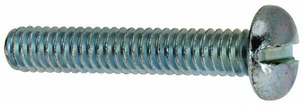 Value Collection - #12-24 UNC, 1-1/4" Length Under Head Slotted Drive Machine Screw - Pan Head, Grade J82 Steel, Zinc-Plated Finish, Without Washer - Benchmark Tooling