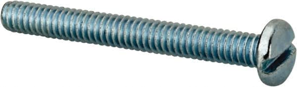 Value Collection - 1/4-20 UNC, 2-1/4" Length Under Head Slotted Drive Machine Screw - Pan Head, Grade J82 Steel, Zinc-Plated Finish, Without Washer - Benchmark Tooling