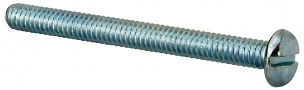 Value Collection - 1/4-20 UNC, 2-3/4" Length Under Head Slotted Drive Machine Screw - Pan Head, Grade J82 Steel, Zinc-Plated Finish, Without Washer - Benchmark Tooling