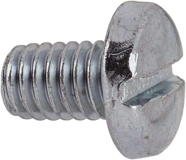 Value Collection - 5/16-18 UNC, 1/2" Length Under Head Slotted Drive Machine Screw - Pan Head, Grade J82 Steel, Zinc-Plated Finish, Without Washer - Benchmark Tooling