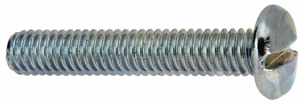Value Collection - 5/16-18 UNC, 1-3/4" Length Under Head Slotted Drive Machine Screw - Pan Head, Grade J82 Steel, Zinc-Plated Finish, Without Washer - Benchmark Tooling