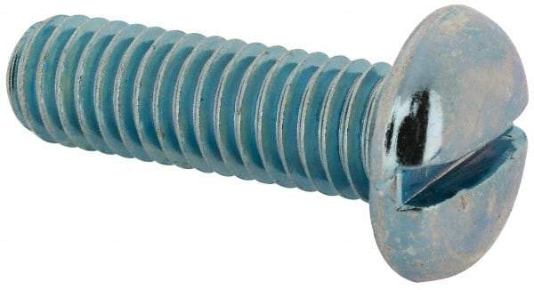 Value Collection - 3/8-16 UNC, 1-1/4" Length Under Head Slotted Drive Machine Screw - Pan Head, Grade J82 Steel, Zinc-Plated Finish, Without Washer - Benchmark Tooling