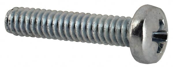 Value Collection - #3-48 UNC, 1/2" Length Under Head Phillips Drive Machine Screw - Pan Head, Grade J82 Steel, Zinc-Plated Finish, Without Washer - Benchmark Tooling