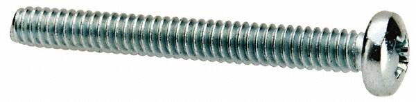 Value Collection - #3-48 UNC, 7/8" Length Under Head Phillips Drive Machine Screw - Pan Head, Grade J82 Steel, Zinc-Plated Finish, Without Washer - Benchmark Tooling