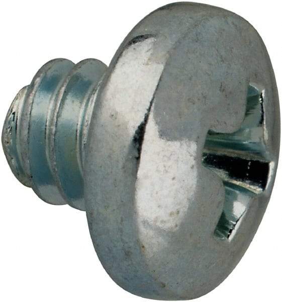 Value Collection - #10-24 UNC, 3/16" Length Under Head Phillips Drive Machine Screw - Pan Head, Grade J82 Steel, Zinc-Plated Finish, Without Washer - Benchmark Tooling