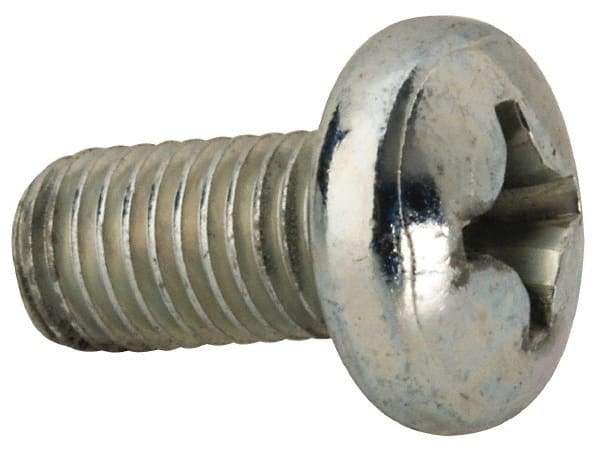 Value Collection - 1/4-28 UNF, 1/2" Length Under Head Phillips Drive Machine Screw - Pan Head, Grade J82 Steel, Zinc-Plated Finish, Without Washer - Benchmark Tooling
