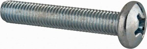 Value Collection - 1/4-28 UNF, 1-1/2" Length Under Head Phillips Drive Machine Screw - Pan Head, Grade J82 Steel, Zinc-Plated Finish, Without Washer - Benchmark Tooling