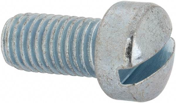 Value Collection - 1/4-28 UNF, 1/2" Length Under Head Slotted Drive Machine Screw - Fillister Head, Grade J82 Steel, Zinc-Plated Finish, Without Washer - Benchmark Tooling