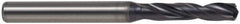 Kennametal - 6.5mm 140° Spiral Flute Solid Carbide Screw Machine Drill Bit - TiAlN Finish, Right Hand Cut, 34mm Flute Length, 79mm OAL, Standard Point, Straight Shank, Through Coolant - Benchmark Tooling