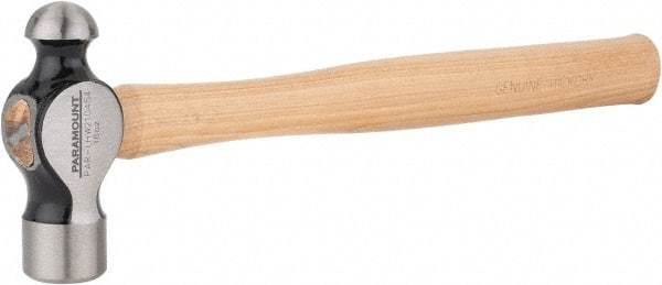 Paramount - 1 Lb Head Ball Pein Hammer - Wood Handle, 13-3/4" OAL - Benchmark Tooling