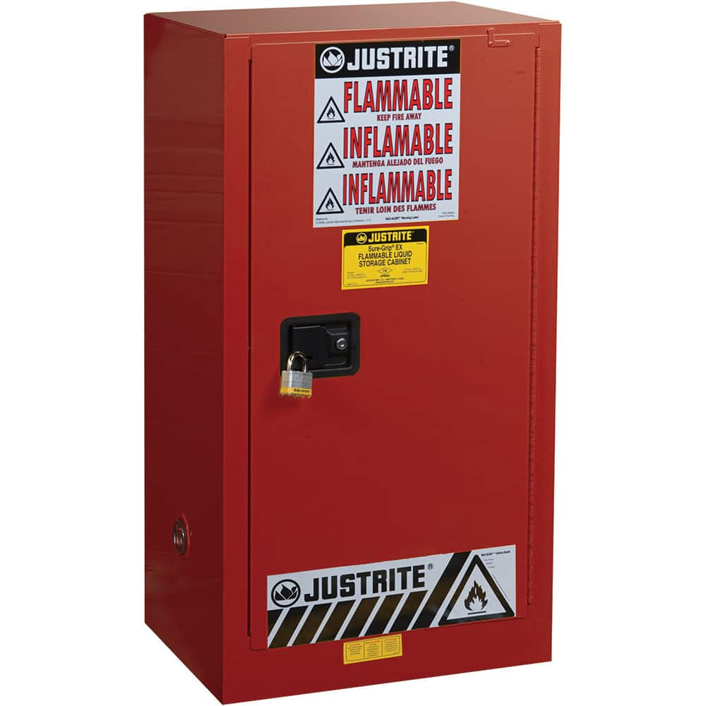 Justrite - 1 Door 2 Shelf 20 Gal Safety Cabinet for Combustible Liquids - Exact Industrial Supply