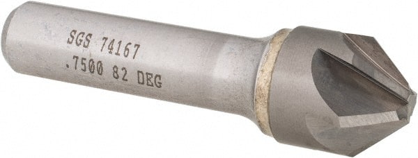 SGS - 3/4" Head Diam, 1/2" Shank Diam, 6 Flute 82° Solid Carbide Countersink - Benchmark Tooling