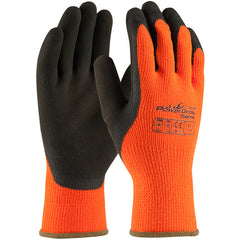 ‎41-1400/L Insulated Seamless Knit - PowerGrab Thermo - HV Orange Acrylic Terry Shell - Latex MicroFinish Grip - Exact Industrial Supply