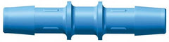 Made in USA - 5/16" Barb, Polypropylene Single Barbed Tube Straight Coupler - Blue, Male - Benchmark Tooling