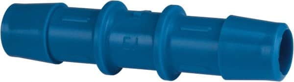 Made in USA - 1/2" Barb, HDPE Single Barbed Tube Straight Coupler - Blue, Male - Benchmark Tooling