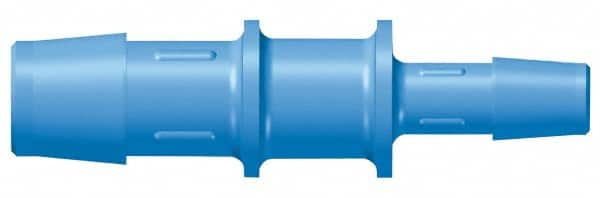 Made in USA - 5/8 x 1/2" Barb, Polypropylene Single Barbed Tube Reducer - Blue, Male - Benchmark Tooling