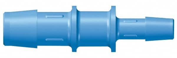 Made in USA - 1 x 1/2" Barb, Kynar Single Barbed Tube Reducer - Blue, Male - Benchmark Tooling