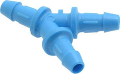 Made in USA - 1/8" Barb, HDPE Single Barbed Tube Y Connector - Blue, Male - Benchmark Tooling