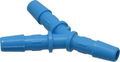 Made in USA - 1/4" Barb, HDPE Single Barbed Tube Y Connector - Blue, Male - Benchmark Tooling