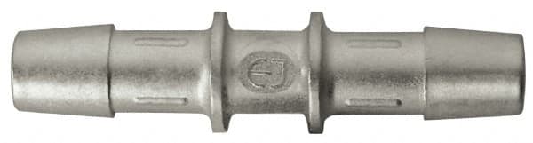Made in USA - 0.695" Tube ID, Metal Barbed Straight Tube Coupler - Stainless Steel - Benchmark Tooling