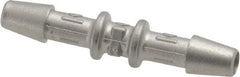 Made in USA - 0.082" Tube ID, Metal Barbed Straight Tube Coupler - Stainless Steel - Benchmark Tooling