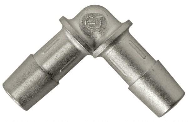 Made in USA - 0.298 x 0.225" Tube ID, Metal Barbed Reduction Tube Elbow - Stainless Steel - Benchmark Tooling