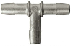 Made in USA - 0.685" Tube ID, Metal Barbed Tube Tee - Stainless Steel - Benchmark Tooling