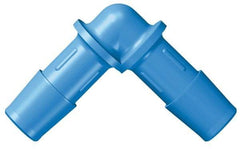 Made in USA - 1/2" Barb, HDPE Single Barbed Tube Elbow - Blue, Male - Benchmark Tooling
